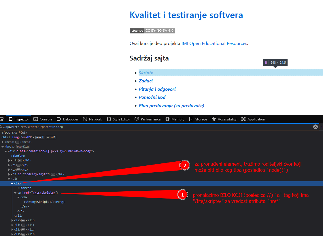 XPath: primer kombinacije skraćene i proširene sintakse